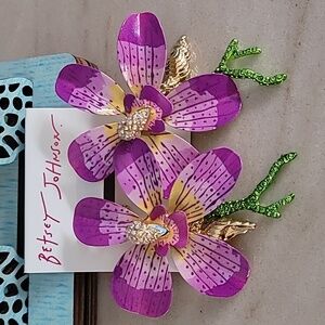 Betsey Johnson Orchid Coral Statement Earrings